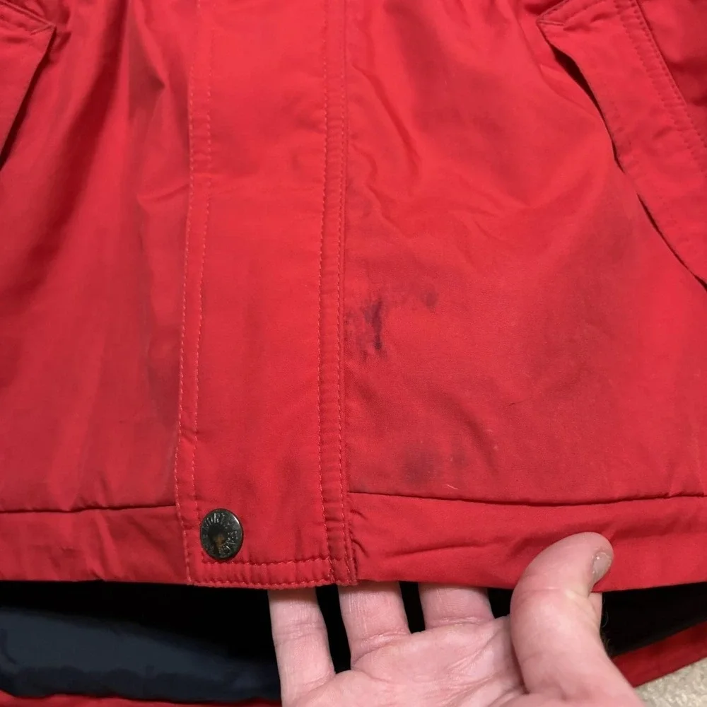 Vtg 90s The North Face Jacket Medium Red Black Hooded Ski Snow Parka Nylon Shell